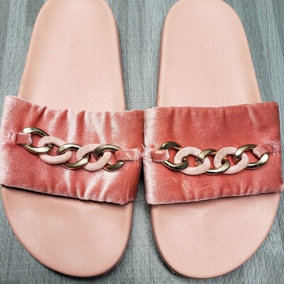 Bebe florenza pink chain slides slipper sandals - Picture 1 of 4